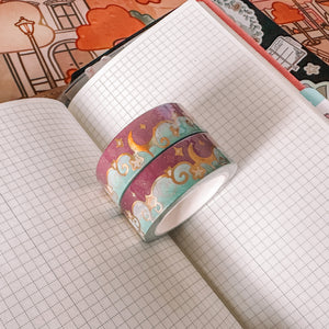 Celestial washi tape with GOLD Holographic Foil - Moon and stars Washi Tape  - Celestial collection