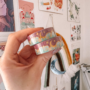 Celestial washi tape with GOLD Holographic Foil - Moon and stars Washi Tape  - Celestial collection