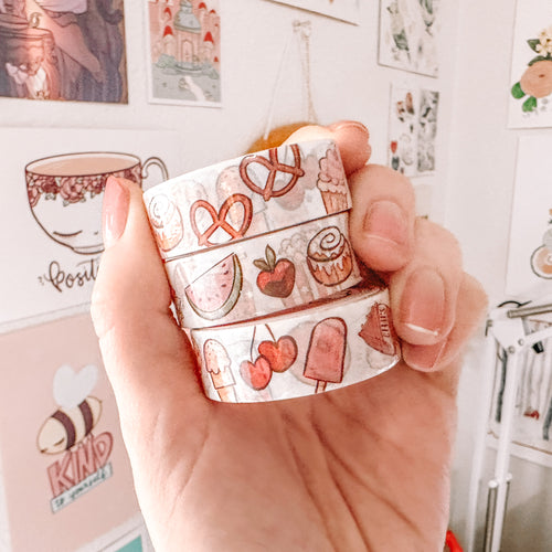 Snacks washi tape with Silver Holographic Foil - Snacks collection