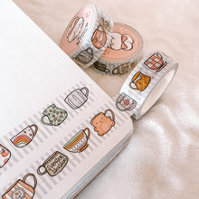Load image into Gallery viewer, Cute Mug Washi Tape Silver Holographic Foil - Blue Stripes Washi Tape  - Washi collection