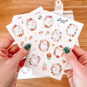 Cute Ghost GOLD FOIL journaling sticker sheet - translucent stickers - Ghostie Garden Collection