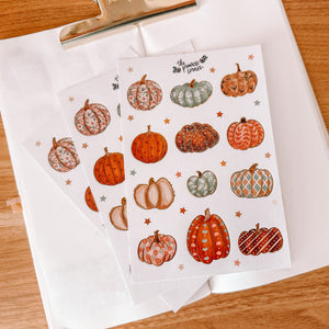Pumpkin Gold FOIL journaling sticker sheet - translucent stickers - Pumpkin Collection