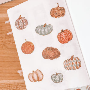 Pumpkin Gold FOIL journaling sticker sheet - translucent stickers - Pumpkin Collection