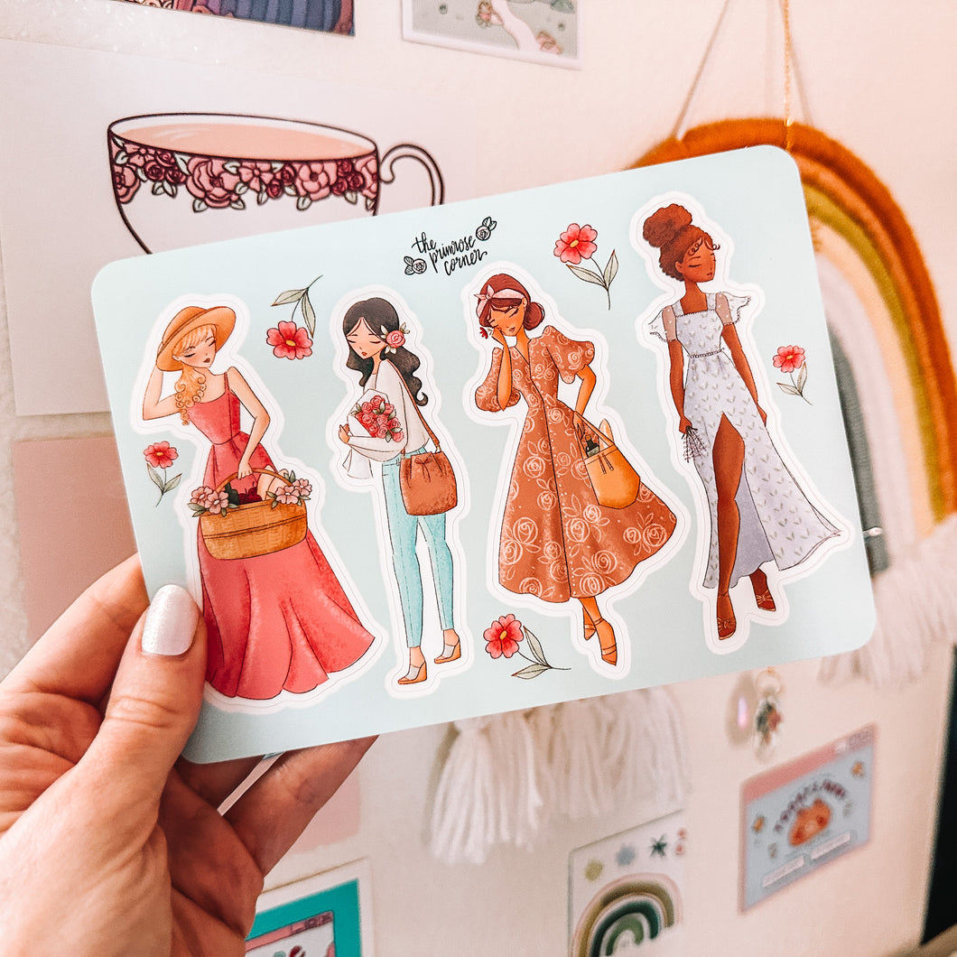 Summer in France Characters Sticker Sheet - Summer in France Collection - Vinyl Stickers