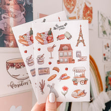 Load image into Gallery viewer, Summer in France journaling sticker sheet - translucent stickers