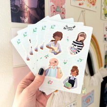 Load image into Gallery viewer, Shop Characters Sticker Sheet - Small Business Stickers - Girl Illustration Stickers - Shops Collection