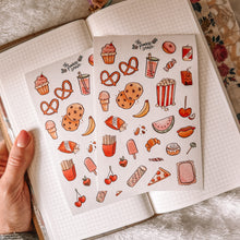 Load image into Gallery viewer, Snacks journaling sticker sheet - translucent stickers - Snacks Sticker Collection