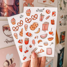 Load image into Gallery viewer, Snacks journaling sticker sheet - translucent stickers - Snacks Sticker Collection