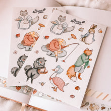 Load image into Gallery viewer, Spring Rabbit and Friends journaling sticker sheet - translucent stickers