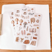 Load image into Gallery viewer, Light Academia journaling sticker sheet - translucent stickers - Light Academia Collection