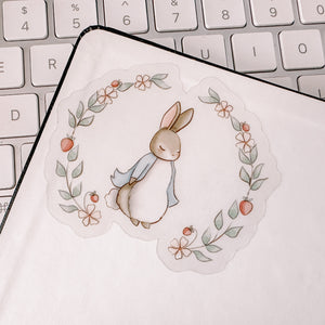Watercolor Spring Rabbit Vinyl Sticker Decal - Clear