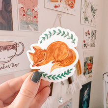 Load image into Gallery viewer, Sleepy Fox Vinyl Sticker Decal - Hand Painted