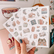Load image into Gallery viewer, Soft + Cozy Holographic Silver FOIL journaling sticker sheet - translucent stickers - Soft + Cozy Collection