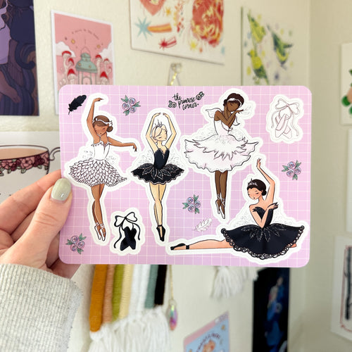 Swan Lake Characters Vinyl Sticker Sheet - Swan Lake Collection - Girl Illustration Stickers
