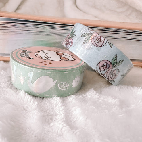 Swan Lake washi tape set with Silver Holographic Foil - Swan Lake collection