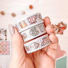 Load image into Gallery viewer, Cute Mug Washi Tape Silver Holographic Foil - Blue Stripes Washi Tape  - Washi collection