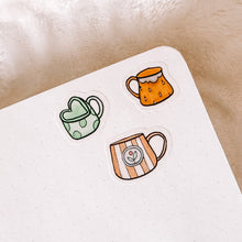 Load image into Gallery viewer, Cute Mugs journaling sticker sheet - translucent stickers - Journaling Sticker Collection