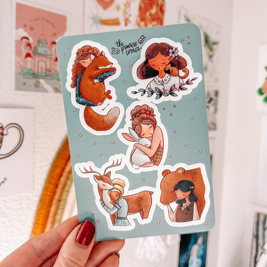 Cozy Woodland Characters Sticker Sheet