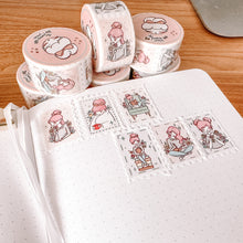 Load image into Gallery viewer, RESTOCKED Primrose Character STAMP washi tape with Silver Foil - Original Design