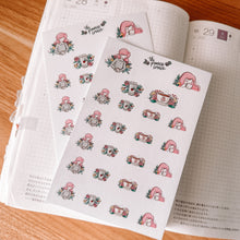 Load image into Gallery viewer, Coffee Character Sticker Sheet - translucent stickers