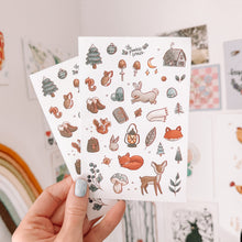 Load image into Gallery viewer, Cozy Woodland journaling sticker sheet - translucent stickers