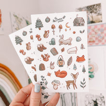 Load image into Gallery viewer, Cozy Woodland journaling sticker sheet - translucent stickers