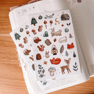Cozy Woodland journaling sticker sheet - translucent stickers