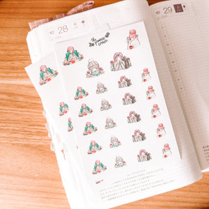 Cozy Character Sticker Sheet - translucent stickers