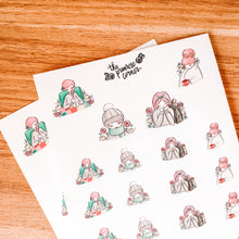 Load image into Gallery viewer, Cozy Character Sticker Sheet - translucent stickers