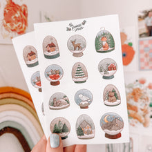 Load image into Gallery viewer, Snow Globes journaling sticker sheet - translucent stickers