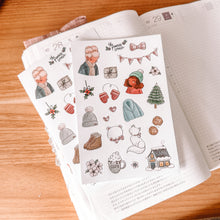 Load image into Gallery viewer, Winter journaling sticker sheet - translucent stickers
