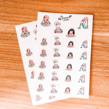 Load image into Gallery viewer, Anxiety Character Sticker Sheet - translucent stickers