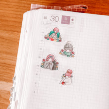 Load image into Gallery viewer, Cozy Character Sticker Sheet - translucent stickers