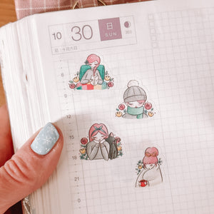 Cozy Character Sticker Sheet - translucent stickers