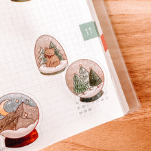 Load image into Gallery viewer, Snow Globes journaling sticker sheet - translucent stickers