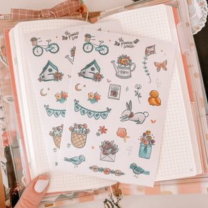 It's Spring journaling sticker sheet - Hello Spring Collection - translucent stickers