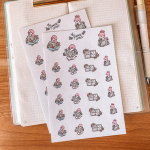 Planning and Journaling Character Sticker Sheet - translucent stickers