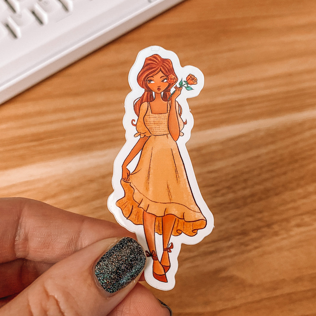 Rose Girl Vinyl Sticker Decal - Illustrated Collection