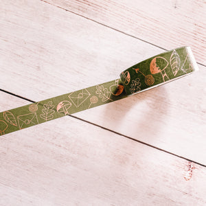Green and Rose Gold Autumn Washi Tape - Original Design