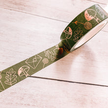 Load image into Gallery viewer, Green and Rose Gold Autumn Washi Tape - Original Design